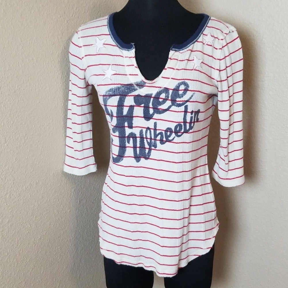 Free People Free Wheelin Striped Star Top